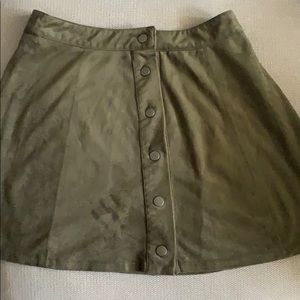 Green suede skirt